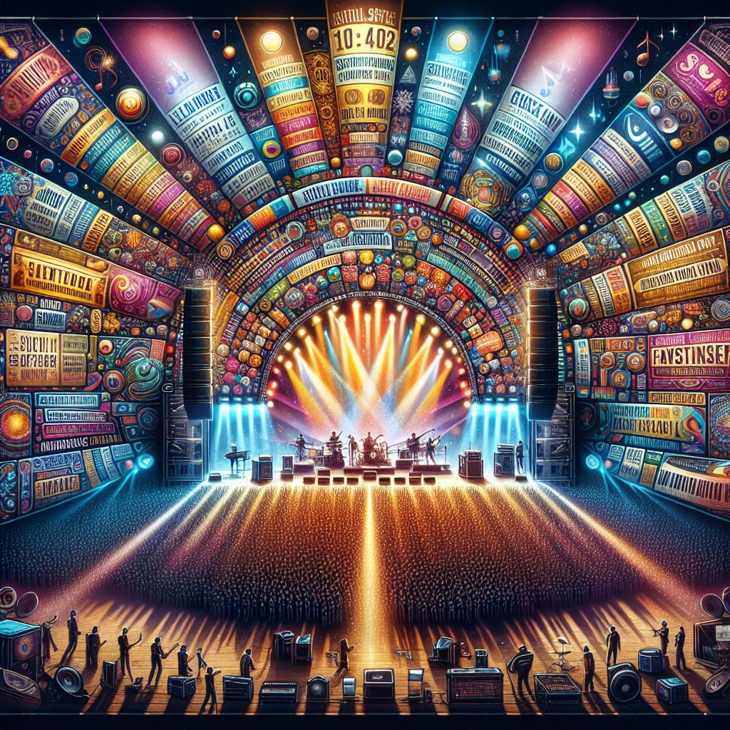 Eclectic concert lineup poster.