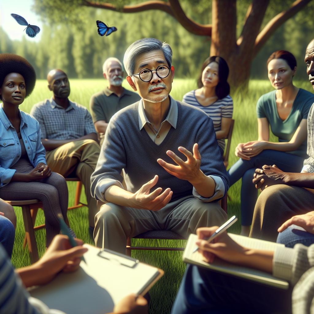 Group therapy session outdoors