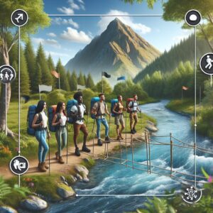 Outdoor adventure challenge concept.