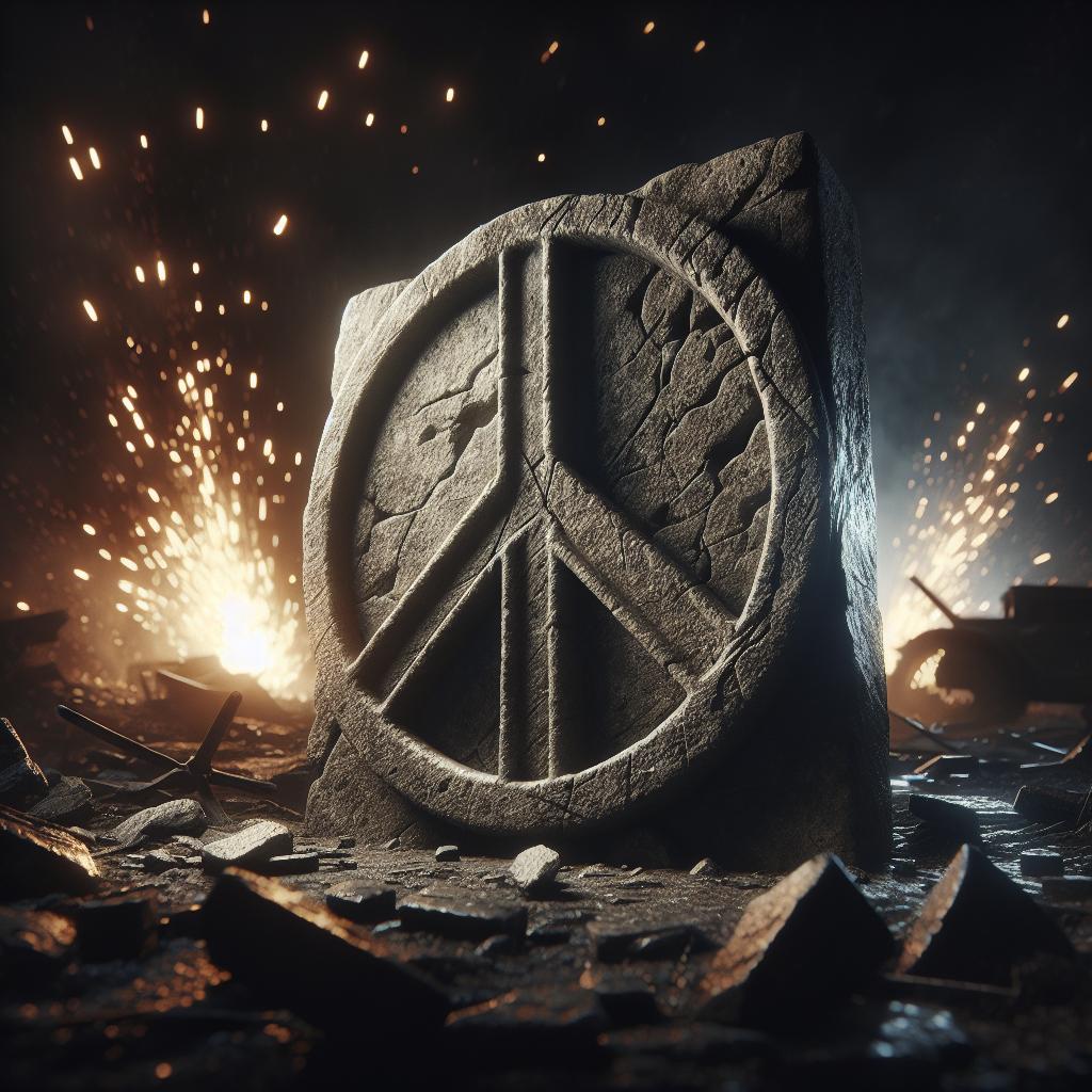 Peace symbol in conflict.