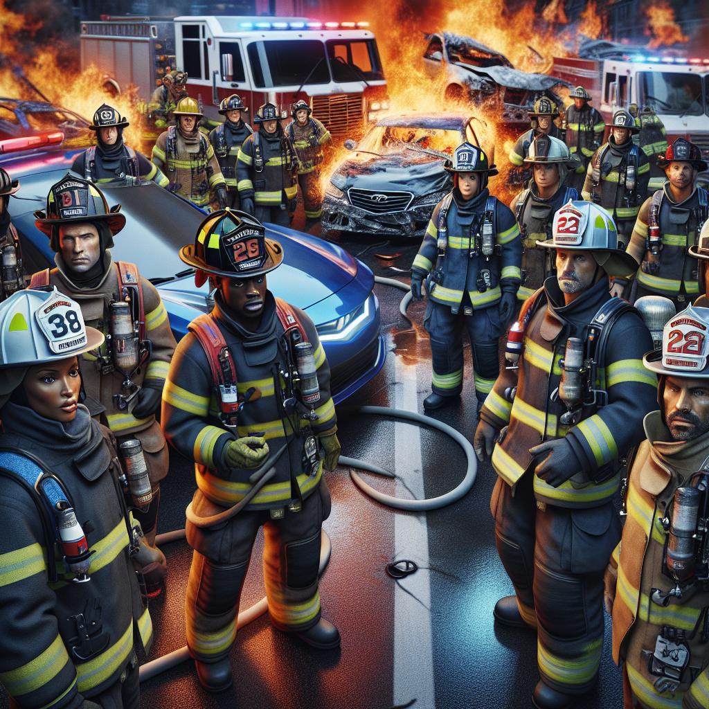 Firefighters at accident scene