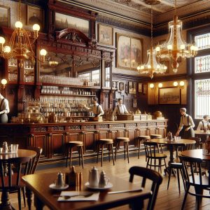 Vintage Birmingham restaurant interior.