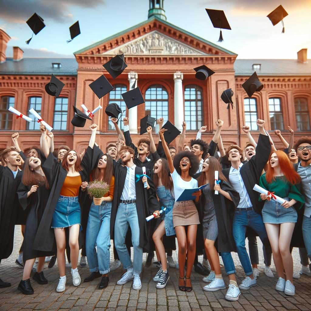 Students celebrating achievements