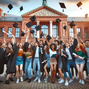 Students celebrating achievements