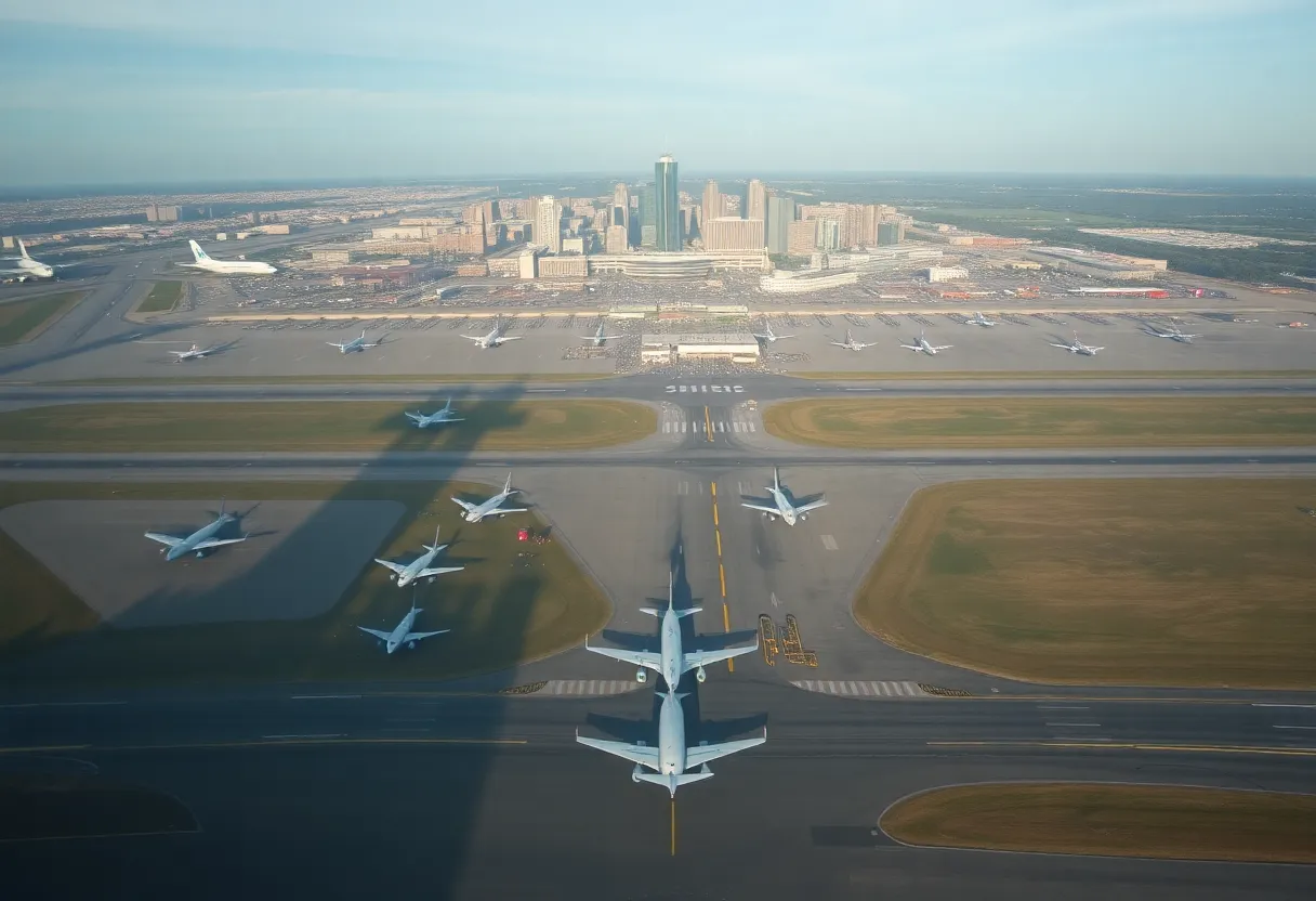 Aerial view comparing Birmingham and Atlanta airports