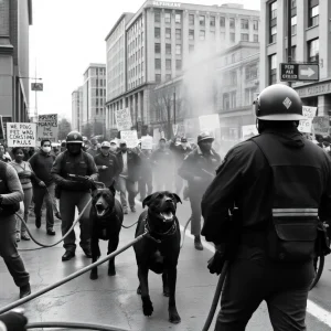Historic civil rights protest scene in Birmingham, Alabama