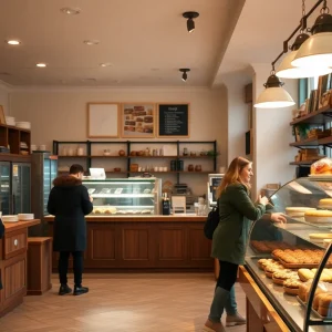 Interior of Continental Bakery with fresh pastries and customers