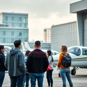 Illustration of a new aviation school campus for AAHS in Birmingham