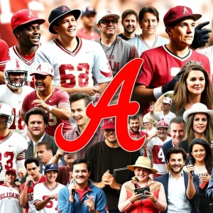 Collage of famous Alabama alumni from sports, film, and literature