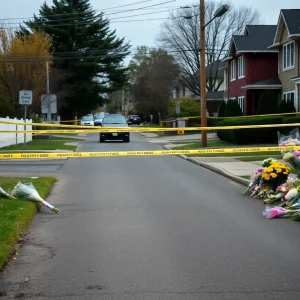 Community members gathering to pay respects in Birmingham after shooting incident