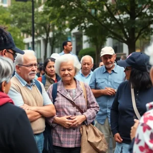 Community members engaged in a discussion about elderly safety