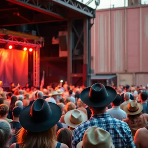 Crowd enjoying the Iron Hills Country Music Festival at Sloss Furnaces.