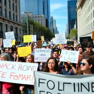 A large crowd of protesters demonstrating for civil liberties in a city street.