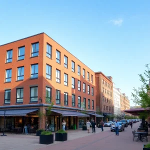 Pedestrian-friendly corridor at Urban Supply in Birmingham