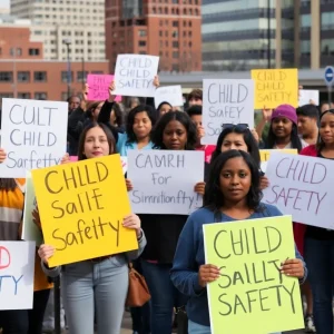 Community members advocating for child safety in Birmingham