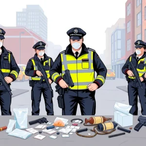 Police investigation scene involving drug trafficking in Birmingham