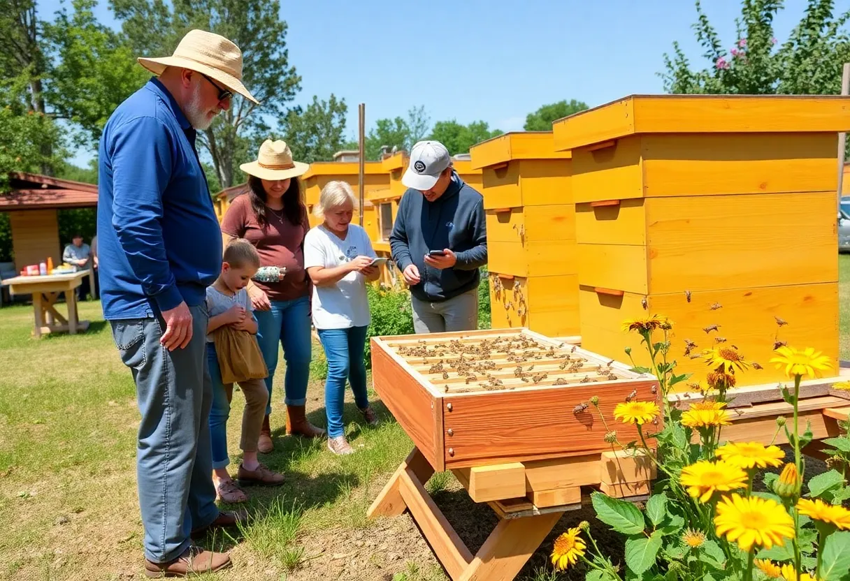 Education center with beekeeping supplies and a pollinator garden