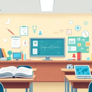 Illustration depicting healthcare education and training.