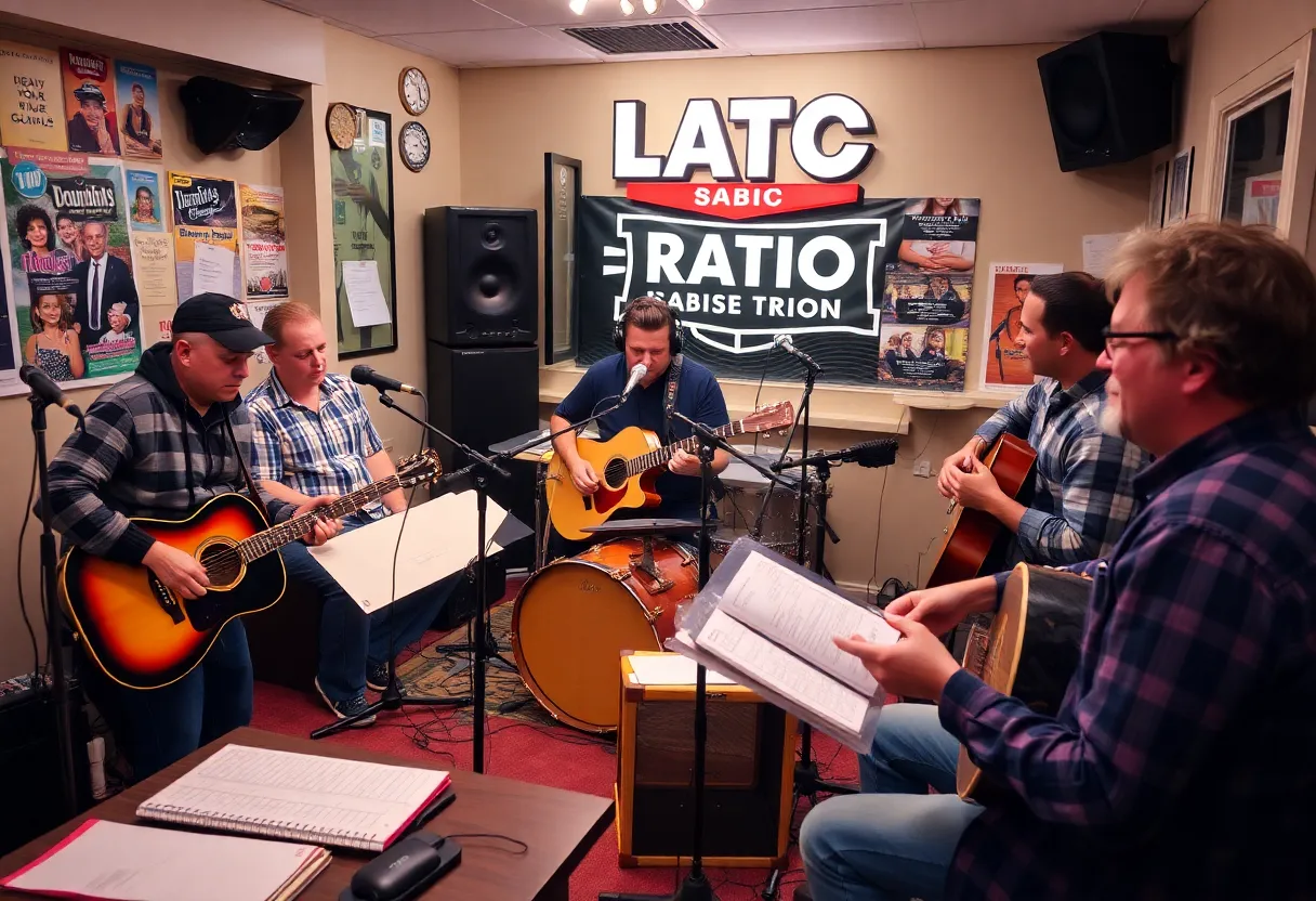 A lively scene of musicians performing in a community setting