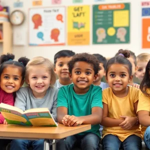 Students engaged in a classroom promoting mental health