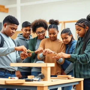 Students participating in vocational training at Build UP in Birmingham