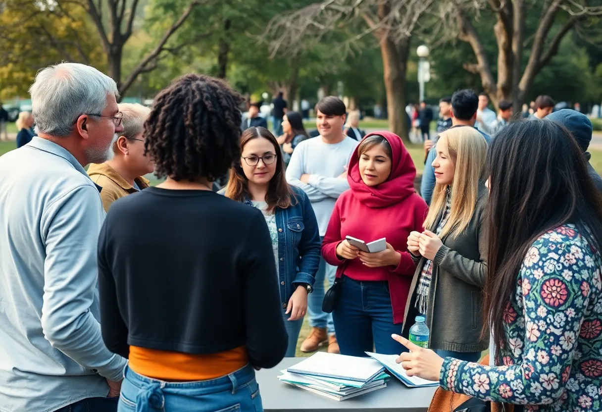 Residents participating in a community meeting for climate action