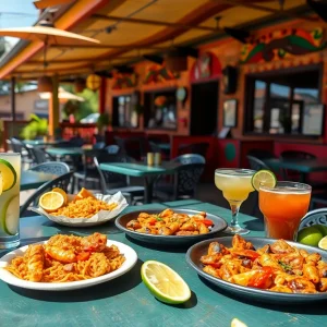 Outdoor seating at El Royale Cafe with Tex-Mex dishes