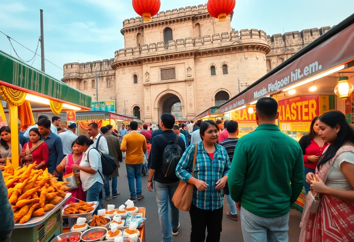 Attendees enjoying food at the Furnace Chicken Festival in Birmingham.