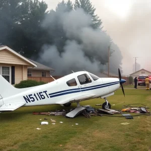 Scene of a tragic plane crash in Simi Valley with emergency responders