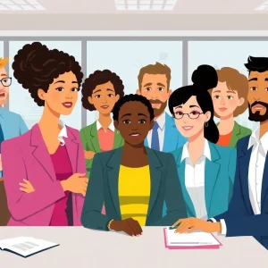 Illustration showing professionals in an office dealing with workplace issues