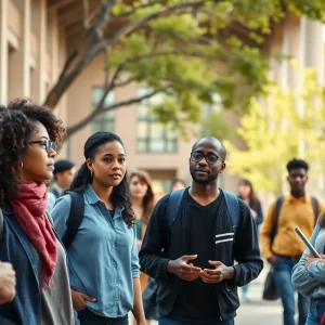 Students from diverse backgrounds studying on campus