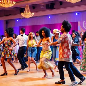 Participants showcasing talent in a vibrant Birmingham ballroom scene.