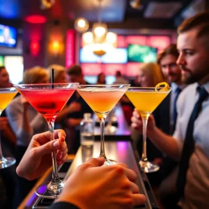 Martini cocktails served in a stylish Birmingham bar