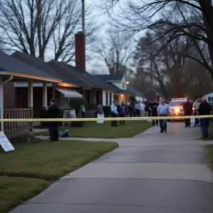 Police investigation at a neighborhood scene in Birmingham, Alabama