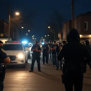 Police activity in Birmingham neighborhood following a shooting incident.