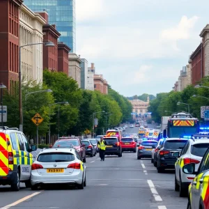 Emergency responders at the scene of a fatal crash in Birmingham