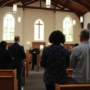 Community gathering in front of CrossPointe Community Church