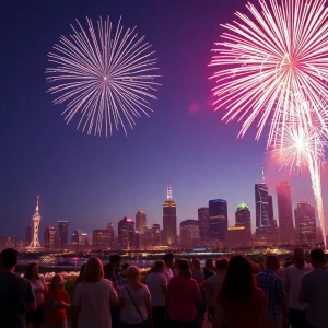 Fireworks over Birmingham during Independence Day celebrations