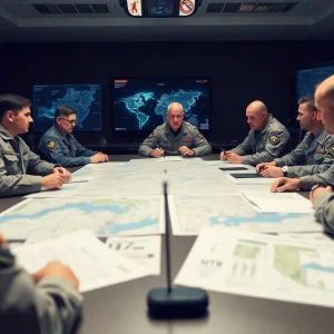 Military leadership discussion on cybersecurity strategies