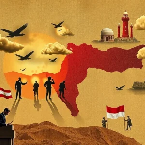 Abstract depiction of military intervention in the Middle East