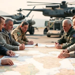 Leaders discussing military support strategies