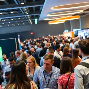 Attendees networking at Sloss Tech Conference in Birmingham