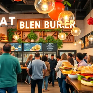 Crowd enjoying food at the Slutty Vegan grand opening in Brandon, Florida