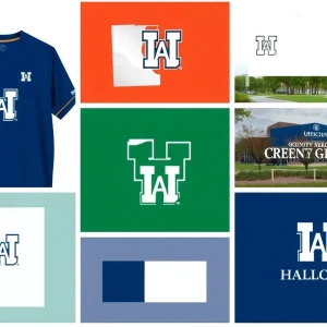 The new unified logo of UAB displayed on various materials.