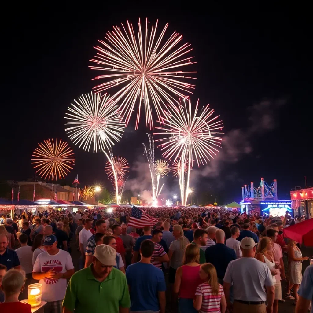 Fireworks display during Fourth of July celebrations in Alabama