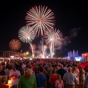 Fireworks display during Fourth of July celebrations in Alabama