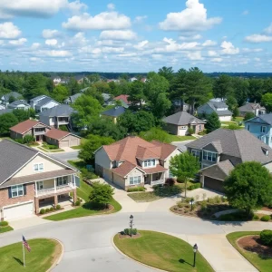 A beautiful neighborhood in Alabama with homes for sale, reflecting the activity of the real estate market.