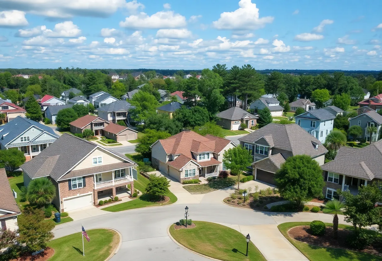 A beautiful neighborhood in Alabama with homes for sale, reflecting the activity of the real estate market.