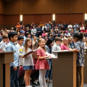 Young students participating in the Alabama State Spelling Bee