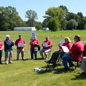 Residents voicing concerns at Bessemer City Council meeting about data center.